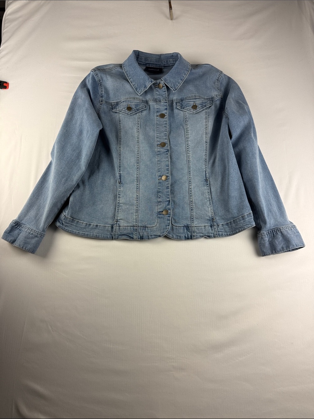 Charter Club Light Wash Denim Jean Jacket Women's 1X Plus Size EUC